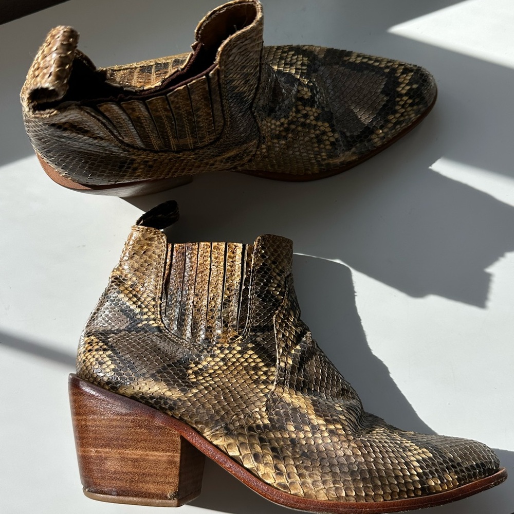 Wandering Coyote Snakeskin Ankle Boots